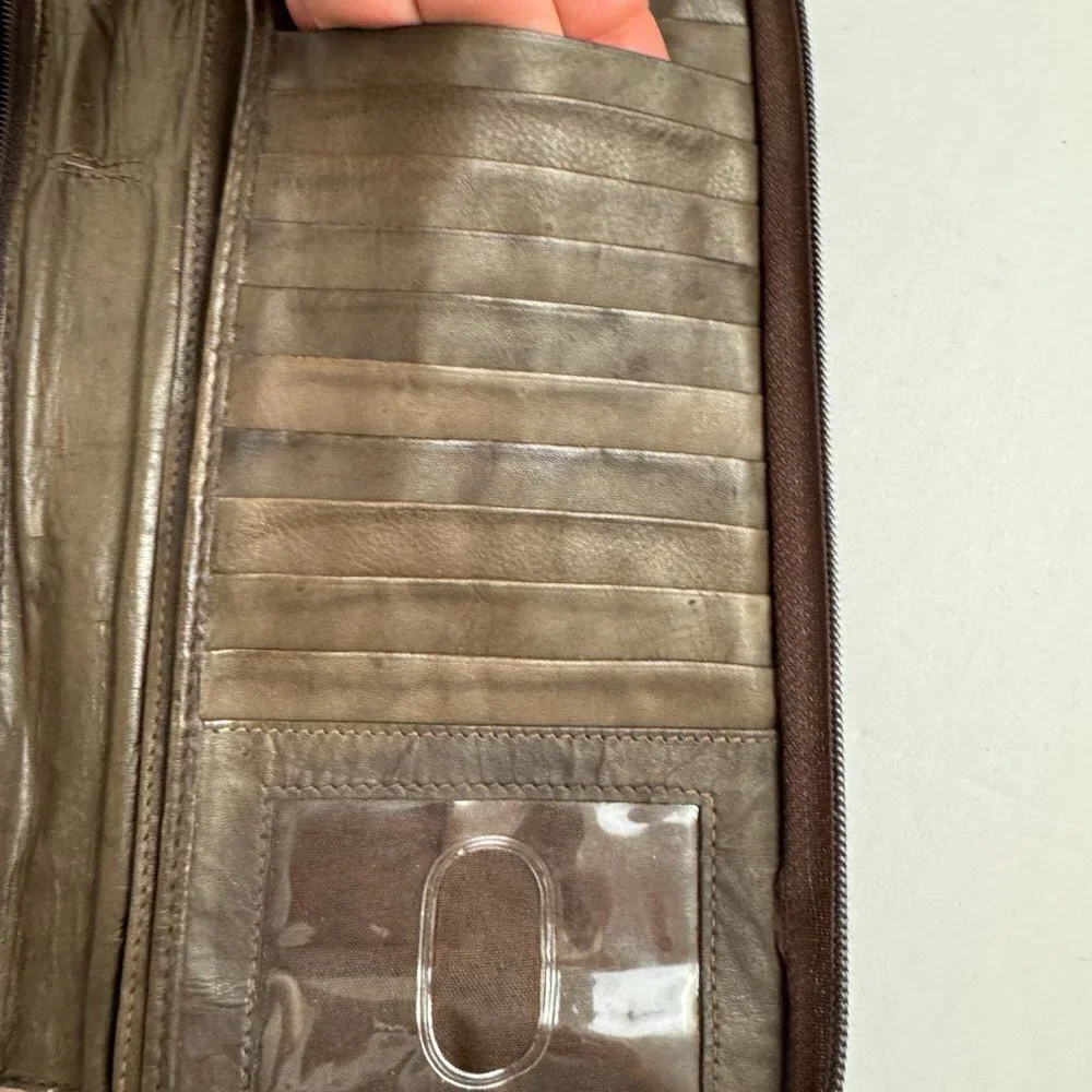 Large Genuine Leather Wallet Travel Passport Cards ID